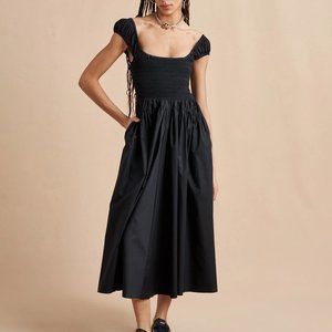 La Ligne Black Pleated Midi Sundress